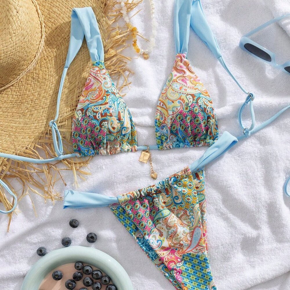Multicolor Beach Women's Adjustable Strap Bikini swinsuit vacation cruise